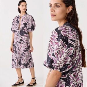 Lanhtropy Bubble Linen Midi Dress Lavender Sky With Contrasting Details Medium